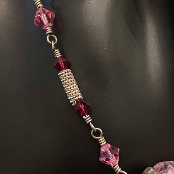 Artisan Handmade Pink Glass Crystal Bead Necklace - Picture 4 of 4